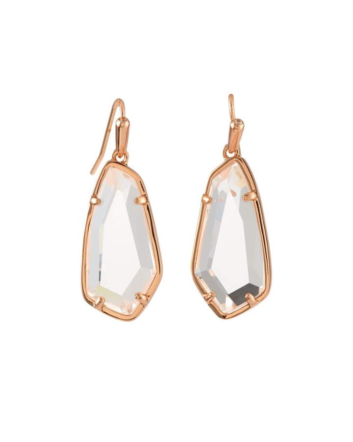 Camelia Drop Earrings In Rose-tone Plate