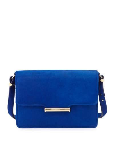 Diane Calf-hair Crossbody Saddle Bag, Blue