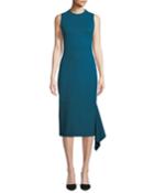 Sleeveless Body-con Interlock Jersey Dress W/ Drape Panel