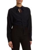 Logo-print Satin Tie-neck Blouse