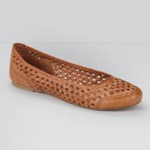 Braided Leather Ballet Flats - Brown