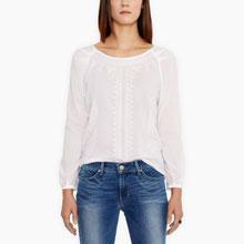 Pleated Raglan Blouse - White