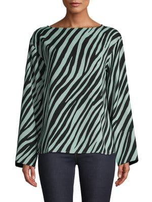 En Thread Zebra-print Boatneck Top