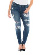 Slink Jeans Plus Plus Distressed Five-pocket Jeans