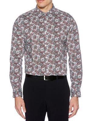 Perry Ellis Floral Paisley Printed Button-down Shirt
