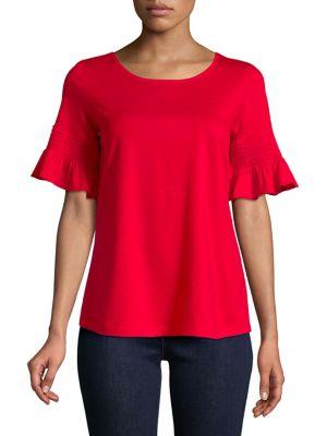 Context Smocked Bell Sleeve Top