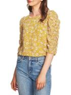 1.state Wild Blooms Ruched-sleeve Blouse