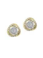 Effy Duo Diamond And 14k White Gold And Yellow Gold Stud Earrings