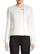 Karl Lagerfeld Paris Raw-neck Tweed Moto Jacket