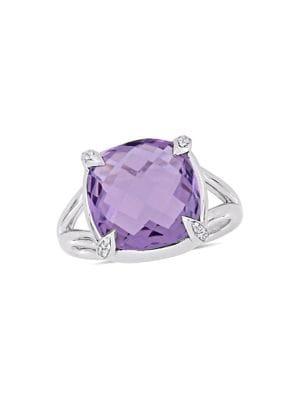 Sonatina Sterling Silver, Amethyst & White Topaz Cocktail Ring