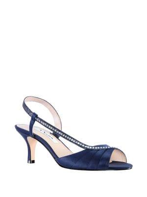 Nina Cabell Embellished Satin Slingback Pumps