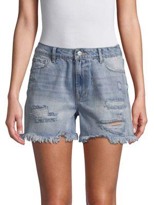 Kensie Jeans Distressed High-rise Denim Shorts