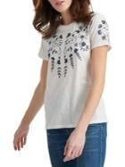 Lucky Brand Floral Embroidered Cotton Top
