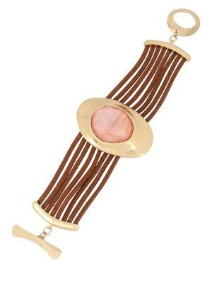 Robert Lee Morris Collection Sunset Orange Mother-of-pearl And Crystal Bracelet