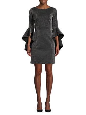 Laundry By Shelli Segal Metallic Bell Sleeve Sheath Dress