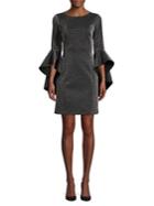 Laundry By Shelli Segal Metallic Bell Sleeve Sheath Dress