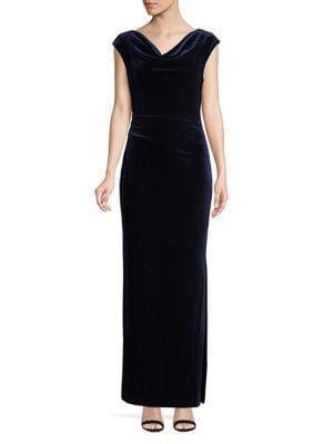 Vince Camuto Velvet Cap-sleeve Gown