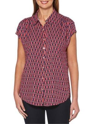 Rafaella Printed Cap Sleeve Blouse