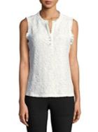 Karl Lagerfeld Paris Ruffle Tassel Stretch Lace Knit Top