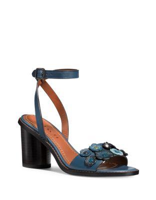 Coach Mid Heel Leather Sandals