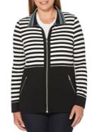 Rafaella Heathered Striped Zip Sweater