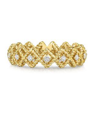 Roberto Coin Diamond & 18k Yellow Gold Bar Ring
