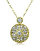 Lord & Taylor Sterling Silver And Cubic Zirconia Filigree Pendant Necklace