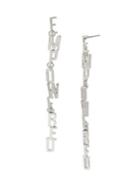 Bcbgeneration Silvertone Empowered Affirmation Link Linear Earrings