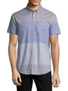 Calvin Klein Jeans Horizontal Yarn Dye Cotton Button-down Shirt