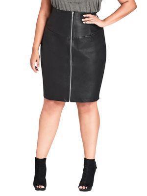 City Chic Plus Corset Faux-leather Skirt