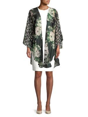 Cejon Floral-print Open Front Kimono
