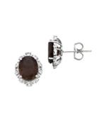 Lord & Taylor Oval Vintage Smokey Quartz And Sterling Silver Stud Earrings