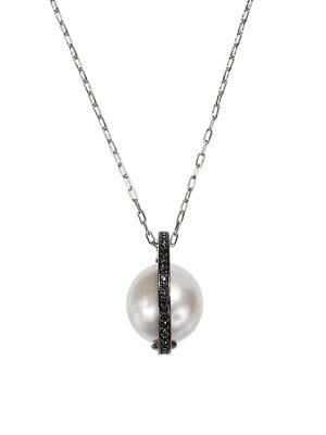 Karl Lagerfeld Pave & Pearl Swarovski Crystal & Crystal Pendant Necklace