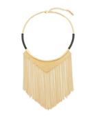 Steve Madden Textured Center Triangle & Curb Chain Fringe Necklace