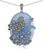 Lord & Taylor Blue Quartz And Sterling Silver Pendant Necklace