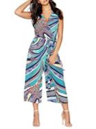 Quiz Abstract-print Crepe Crossover Jumpsuit