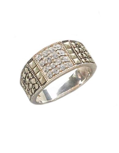 Lord & Taylor Sterling Silver And Marcasite Crystal Band Ring
