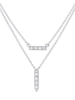 Ripka La Petite White Topaz And Sterling Silver Double Chain And Bar Pendant Necklace