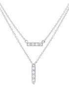 Ripka La Petite White Topaz And Sterling Silver Double Chain And Bar Pendant Necklace