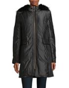 Cole Haan Faux Fur-trimmed Trapunto Stitched Anorak