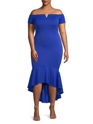 Quiz Curve Plus Asymmetrical Ruffled Sheath Dress