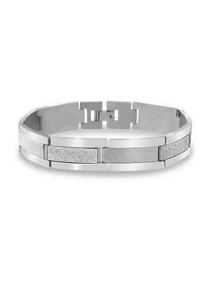 Lord & Taylor Stainless Steel Cross Rectangle Link Bracelet
