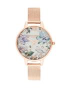 Olivia Burton Bejeweled Florals Stainless Steel Bracelet Watch