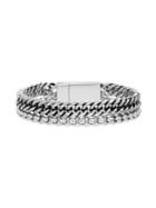 Lord & Taylor Double Strand Cuban & Box Chain Stainless Steel Bracelet
