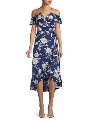 Design Lab Floral Ruffle Wrap Dress