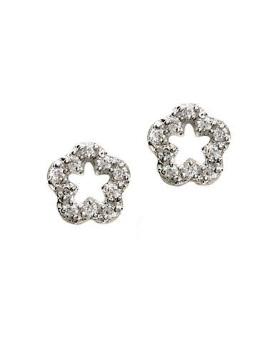 Lord & Taylor Sterling Silver Mini Pave Flower Stud Earrings