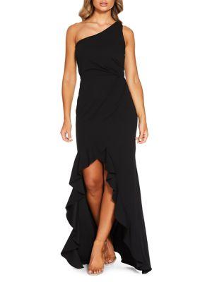 Quiz One-shoulder Waterfall Maxi Gown