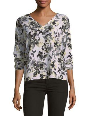 Ellen Tracy Cinched Tie Sleeve Blouse
