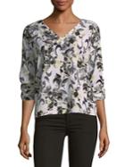 Ellen Tracy Cinched Tie Sleeve Blouse