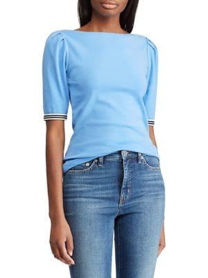 Lauren Ralph Lauren Ribbon-sleeve Boatneck Top